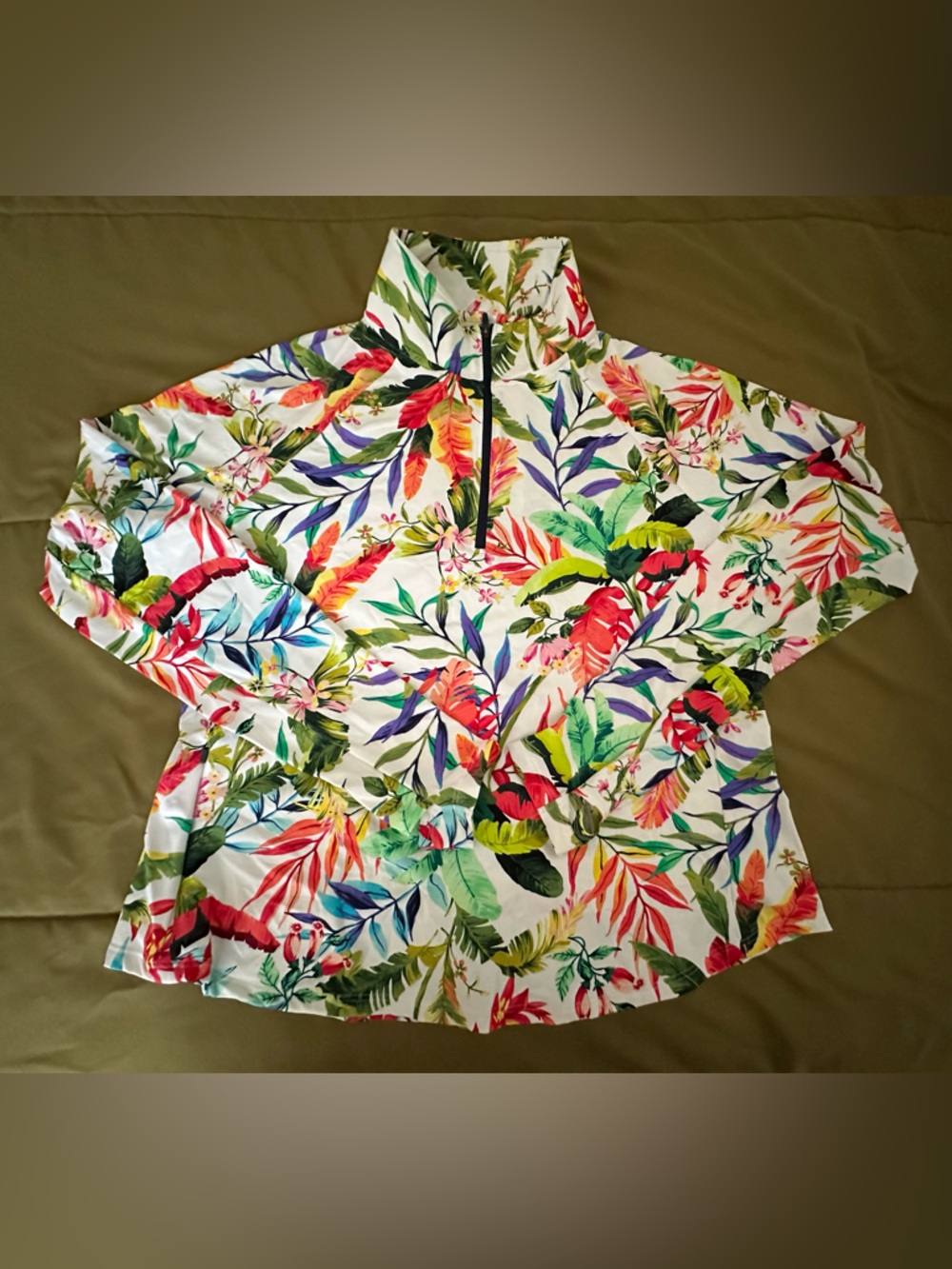 Land’s End Tropical Print Quarter-Zip Pullover - Multicolor